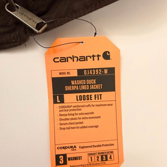 Carhartt Women's XS Loose Fit Sherpa Lined Washed Duck Jacket Dark Brown NWT - Picture 11 of 12